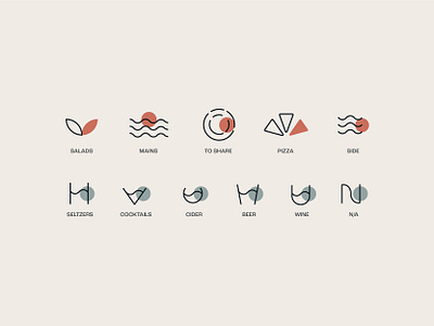 Food and Drink Icons abstract branding design drink food icon set illustration modern symbol