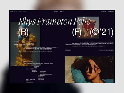 Rhys Frampton — Portfofio Website agency animation design film maker folio grid home hover minimalistic photographer portfolio projects scroll typography ui ux uxui web web design website