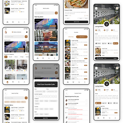 CafeFinder App app booking booking table cafe design graphic design typography ui ux
