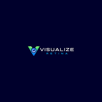 Visualize Retina Logo abstract app branding creative design eye graphic design identity illustration letter v logo media modern retina software ui v logo vector visual web