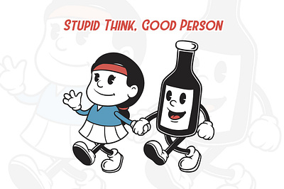 Stupid Think, Good Person – Vintage retro T-shirt art