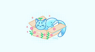 Cat In The Box animal cat graphic design illustration sleeping cat