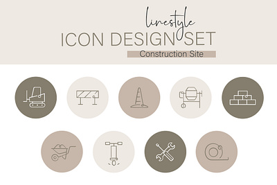 Linestyle Icon Design Set Construction Set industrial