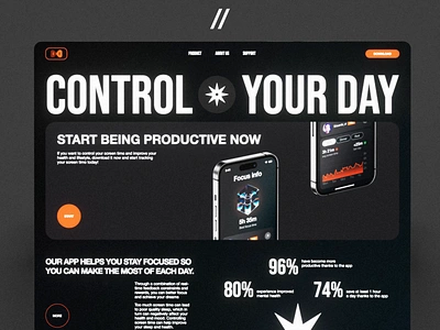 Screen Time Control Mobile iOS App app control dashboard design homepage landing landing page online platform screen social media track ui ux web web design web ui website
