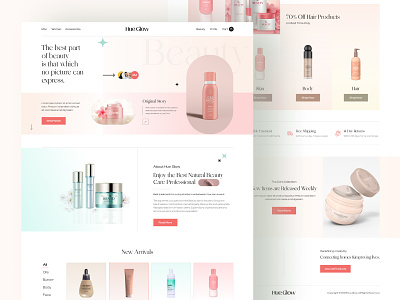 Beauty Products landing page: Home Page UI beauty homepage branding clean cosmetic creative creative design design ecommerce ecommerce website figma design graphic design interface landing page makeup product design skin care skincare trendy design ui ui design