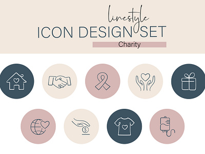 Linestyle Icon Design Set Charity care