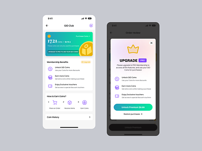 Upgrade Membership UI app app design app ui branding coin ui design finance graphic design illustration logo membership mobile app plus ui premium ui typography ui upgrade ui ux vector