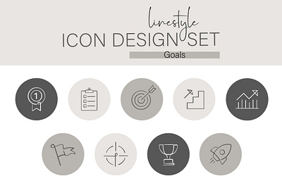 Linestyle Icon Design Set Goals achievement