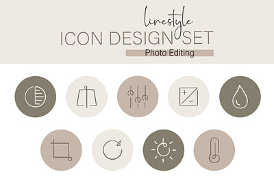 Linestyle Icon Design Set Photo Editing digital