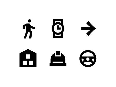 Work Sans icons app branding design factory hard hat icon iconography icons illustration steering wheel ui vector watch work