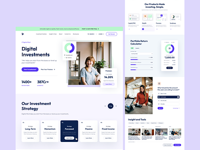 Website UI calculator capital crm feature finance website header landing page landing ui loan marketing page money product design saas page stock ui ui ux ux web design website website development