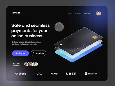 Banking Landing Page banking dashboard banking landing page dashboard design finance landing page landing page payments ui uidesign ux