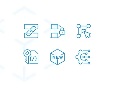 Blockchain outline icons exchange