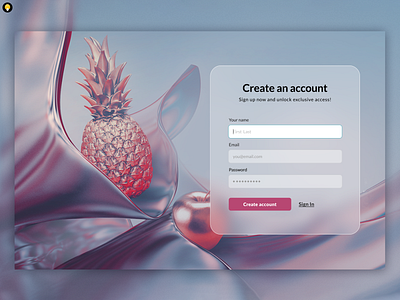 Glass Effect Sign-up Page design glass effect login signup website