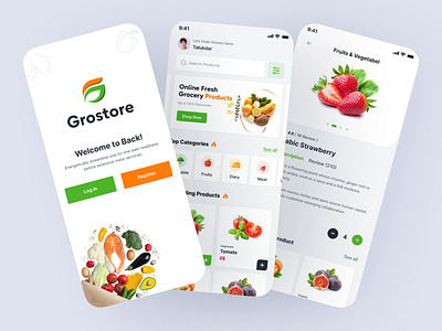 Grocery Market-Mobile app | UI/UX android app app design cart delivery app food food delivery gorocery groceries grocery online iso market marketplace ui mobile mobile app design mobile design mobile ui store supermarket ux