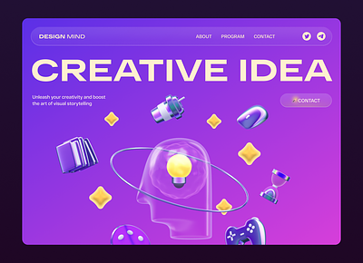 Web site 3D design exploration 3d glass graphic design icons landing page purple site spline ui web
