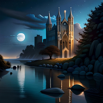 Mysterious city 3d art color design digital illustration painting