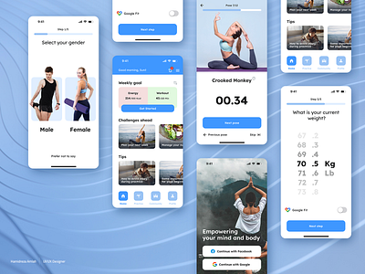 Yoga mobile app exercise apps fitness workout gym ios application meditation minimal mobile app ui user interface ux visual workout yoga