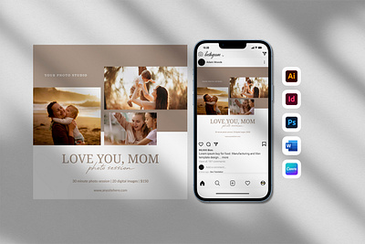 Love You Mom Mini sessions Instagram Template design flyer flyer template graphic design instagram instagram post instagram template love mom mother mothers day