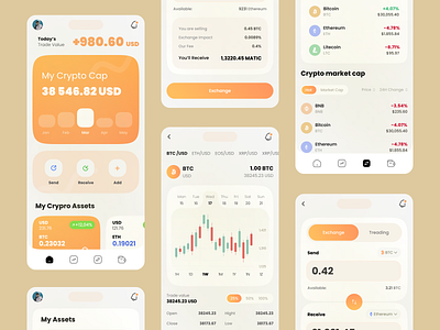Crypto Trade App android app application chart crypto currency design exchange interface ios layout mobile trading ui ux