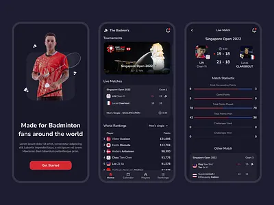 Sport Application appdesign application applicationdesign badminton badmintonapp design sport sportapp sportapps sports typography ui ui design ui ux uidesign uiux ux ux design uxdesign uxui