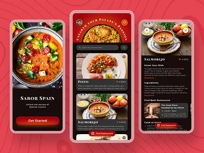 Explore Spanish Cuisine with SABOR SPAIN | Day 28 | Build 2.0 90 day ui challange animation app branding design graphic design illustration minimal mobile ui ux