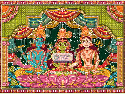 The Madurai Wedding - Odisha Pattachitra Style branding character design design graphic design illustration indian wedding indian wedding vector art invitation template invitation vecotr iyengar wedding invitation iyer wedding invitation quirky invitation quirky invitations south indian wedding invitation tambrahm wedding invitation tamil brahmin wedding invitation wedding illustration wedding vector art