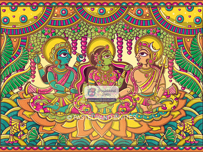 The Madurai Wedding - Phad Painting Style character design graphic design illustration indian wedding indian wedding vector art invitation template iyengar style wedding invitation quirky invitation south indian wedding invitation tamil brahmin wedding invitation tamil wedding card wedding card template wedding illustration