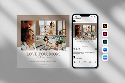 Love You Mom Mini sessions Template Design business flyer flyer flyer template graphic design instagram instagram post love mom mothers day