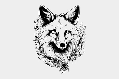 A fox tattoo on white background black white branding design editable elegant fox graphic design illustration modern simple