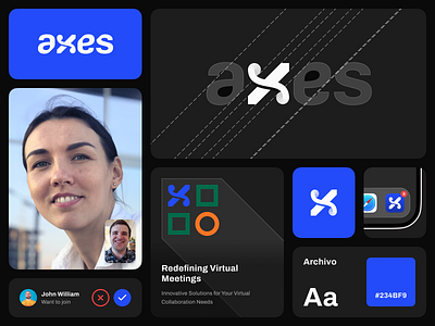 Axes - Brand Design blue brandidentity branding component geometric grid icon identity idstudio ios logo logo construction logomark logotype saas saas logo ui uiux ux virtual meeting