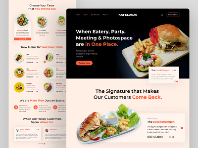 Kafeloaja - Food Menu Landing Page app branding clean design desktop eatery food homepage landing page restaurant ui ux web design website