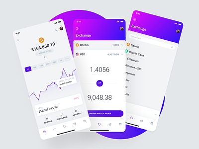 Cryptocurrency Exchange App Design app bitcoin blockchain coin crypto cryptocurrency design trend exchange fintech graphic design inspiration ios mobile app product design template ui ui design ui kit ux wallet