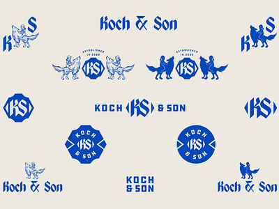Koch & Son artisan boy branding graphic design hand drawn ill illustration logo merch personal branding toddler vintage wolf