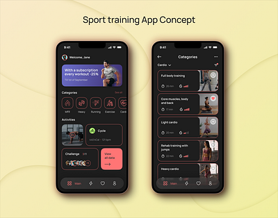 Sport Training App Concept app design branding challenge concept design figma graphic design illustration sport ui vector