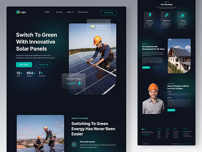 Solar panel installation web design concept branding figma installation landing page manutention midjourney solar solar panel ui ux web design