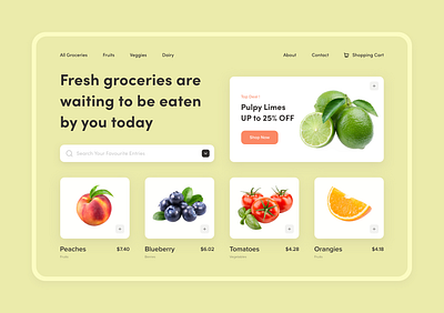 Organic Grocery Store Webpage cart design e commerce food store food website fruit grocery grocery app grocery online grocery shop homepage landing page organic organic food store ui user interface user interface design vegetable store webdesign