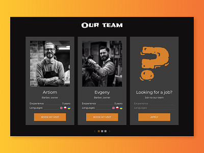 Our team barbershop design desktop graphic design landing landing page our team ui ux website