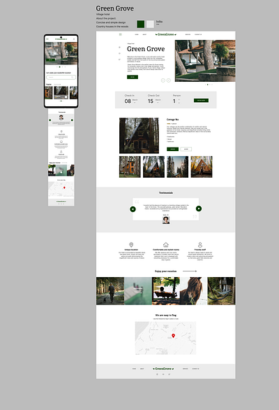 Green Grove hotel (web|mobile page) design landing page ui ux