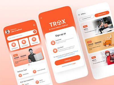 Trox- Logistic Service App app cargo clean delivery delivery app dhl fedx freight logistic logistics mobile parcel app product shipment shipping track transport transportation trucking ui