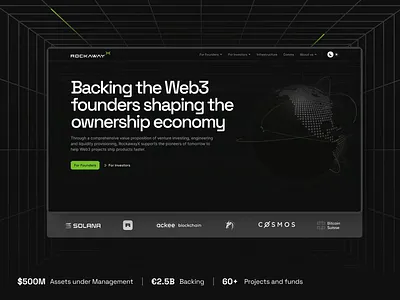 Rockaway Venture Website black branding crypto design funds invest investment logo media mention rockaway solana testimonials ui ux venture web website websites white