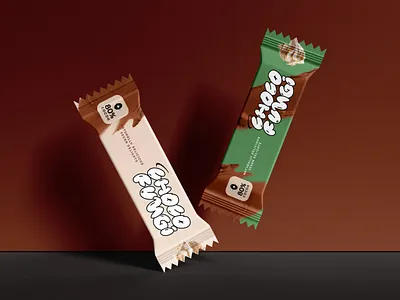 ChocoFungi Candy Bar branding brown candy chocolate chocolatebar design geometry graphic design illustration logo minimal packaging sachet shape sweets typography