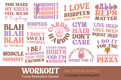 Workout Sublimation Design Bundle branding design graphic design illustration logo motion graphics retro t shirt design vector waterbottle png