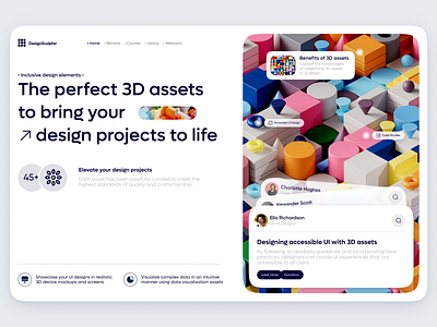 3d assets library web 3d 3d assets app design figma illustration landing library ui uiux ux web webdesign