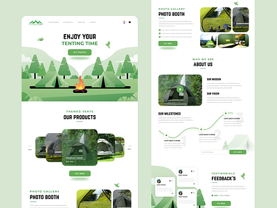 Tent Hiring Business camping commerce design green illustration jungle nature relax relaxation tent ui ux web