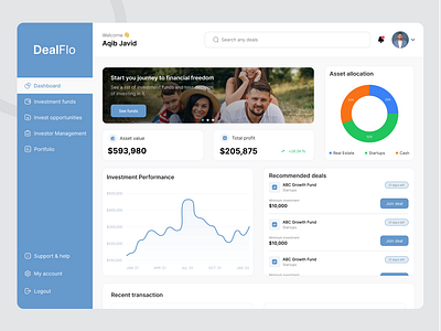 Investor Management | Web App | Figma app design dealflo design figma finance investment investor investormanagement investors manage management money real estate startups ui ux web app web design