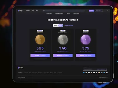 Music Portal Subscription Selection Page - UI/UX | 💛💙 design design. e commerce ecom figma illustration landing landing page logo music portal selection page ui ui ux web web design