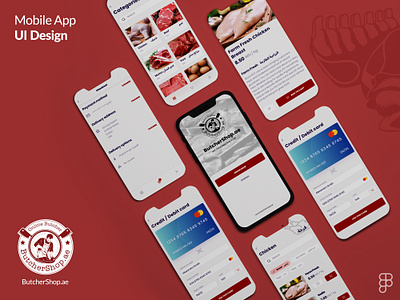 Mobile UI Design - ButcherShop.ae branding butchershop.ae concept design dubai ui design figma flat minimalist mobile app design mobile app ui design mobile design udara indunil ui ui design uiux design vector