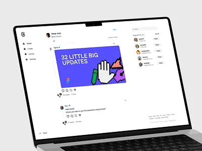 Threads®- Desktop version/ Main page / UI design development figma fulcrum main page meta minimalism product design startup threads threads design threads desktop threads main page trend twitter twitter desktop ui ui design ux web design