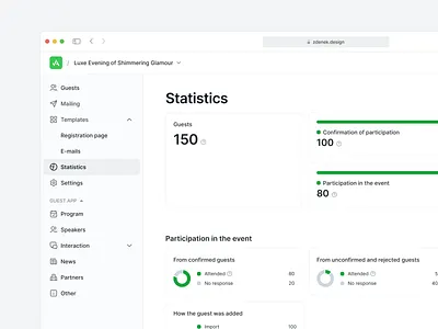 Attendu Web App Stats black branding chart design illustration interface js logo menu mui panel side statics stats system ui ux website websites white